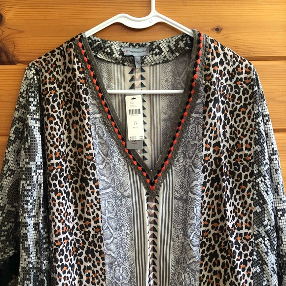 Anthropologie {*Conditions Apply} Luca Tasseled Tunic Snakeskin Leopard Top - Picture 3 of 9